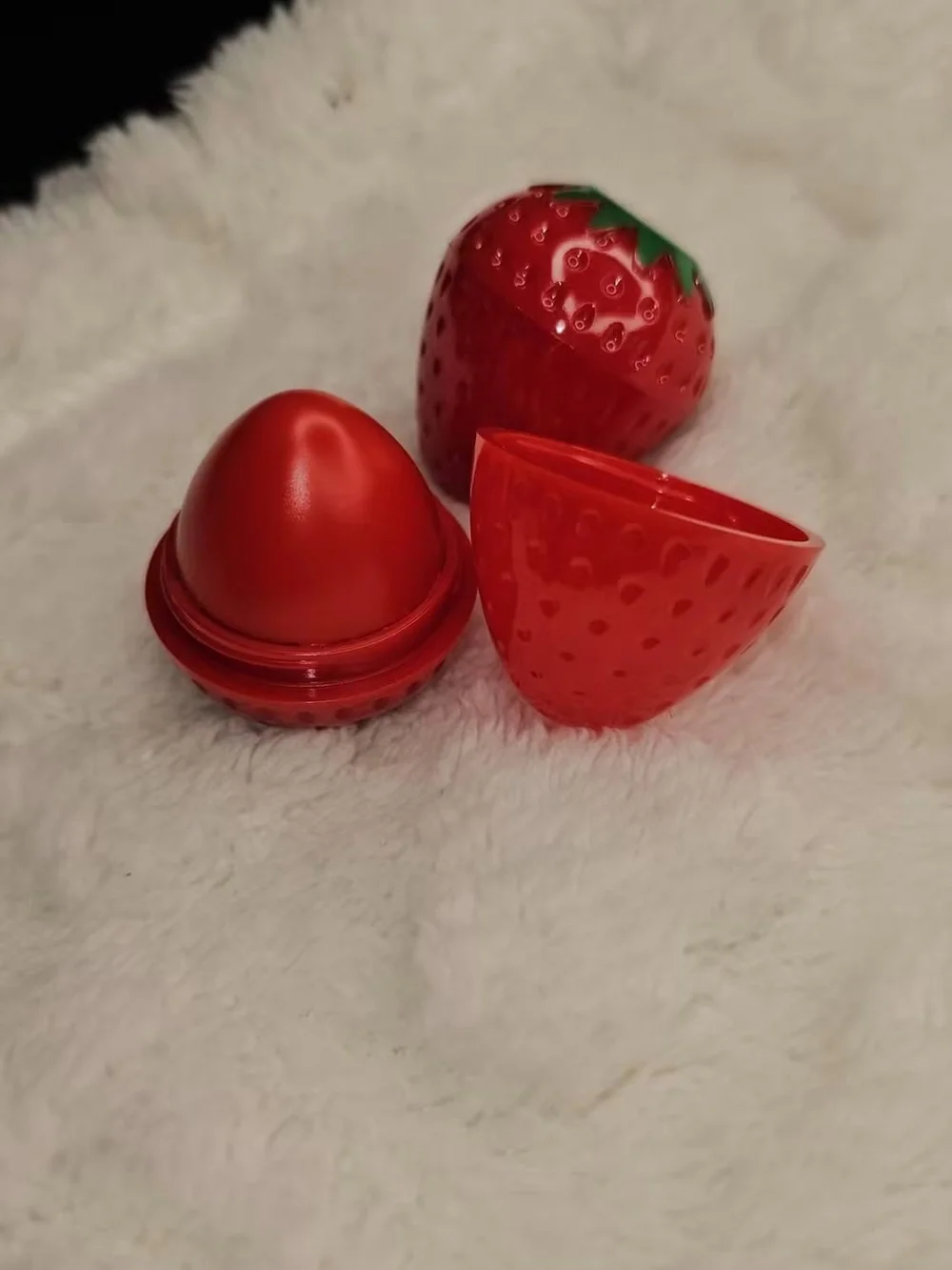 Red Strawberry Lip Balm Pod - Portable Fruit-Shaped Balm